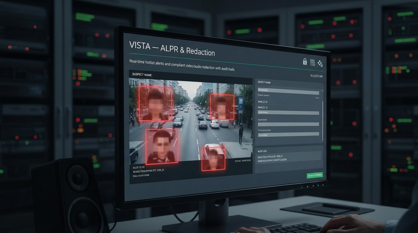 VISTA ALPR dashboard showing detection metrics and map view